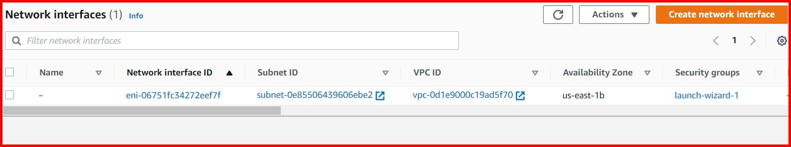 Picture showing a screen with the list of network interfaces